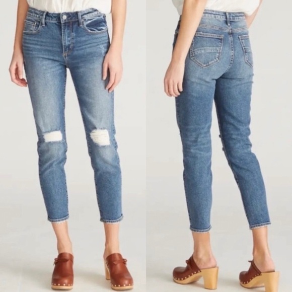 NWT Driftwood Gizelle Skinny Ripped Girlfriend Jeans in Fiji Blue Wash - Picture 1 of 11